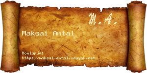 Maksai Antal névjegykártya